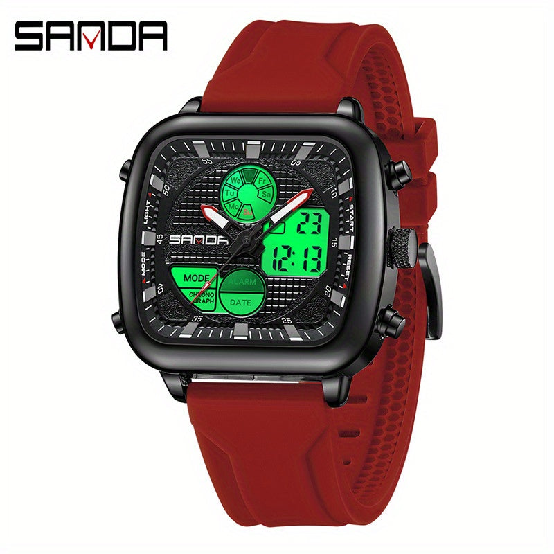 SANDA Luxury Business Alarm Clock Multi functional Calendar Men's Electronic Watch