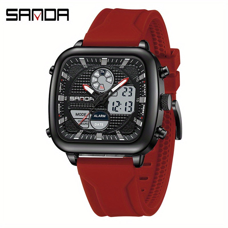 SANDA Luxury Business Alarm Clock Multi functional Calendar Men's Electronic Watch