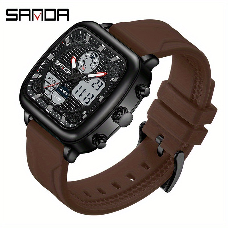 SANDA Luxury Business Alarm Clock Multi functional Calendar Men's Electronic Watch