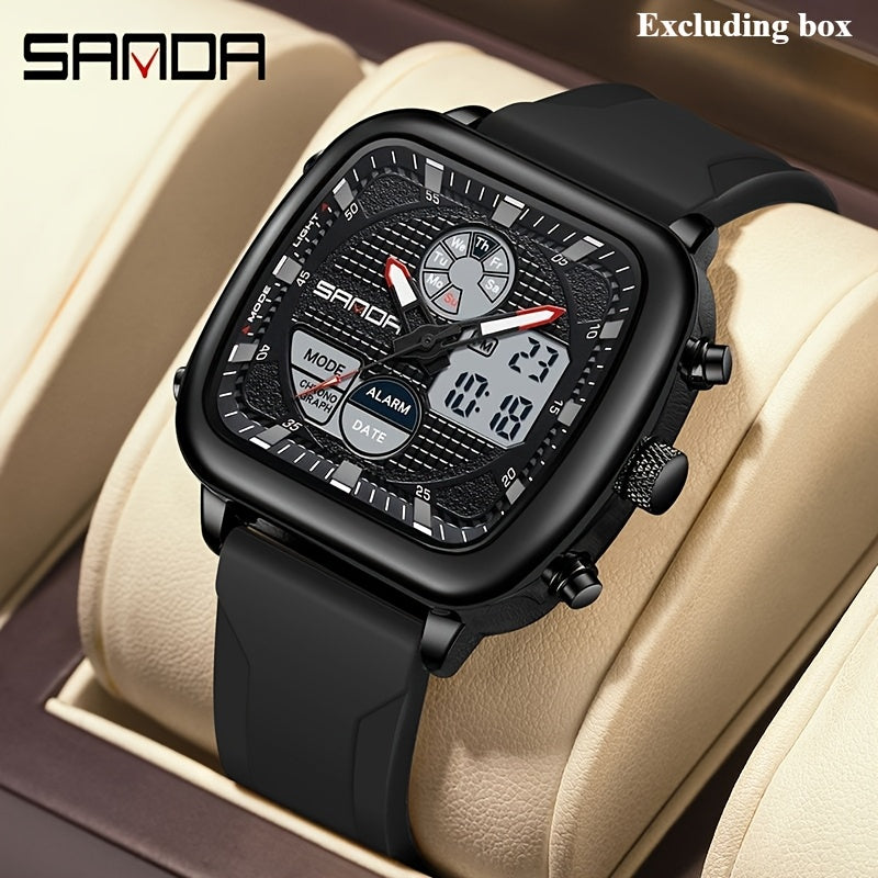 SANDA Luxury Business Alarm Clock Multi functional Calendar Men's Electronic Watch