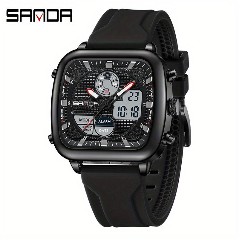 SANDA Luxury Business Alarm Clock Multi functional Calendar Men's Electronic Watch