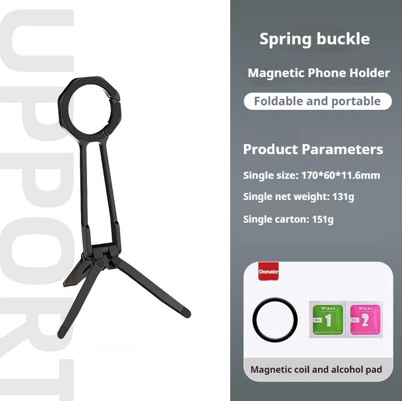 Minisopuru Magnetic Phone Tripod Stand Mini Portable Cell Phone Holde Aluminium Dual-sided Magnetic Smartphone Mount for iPhone