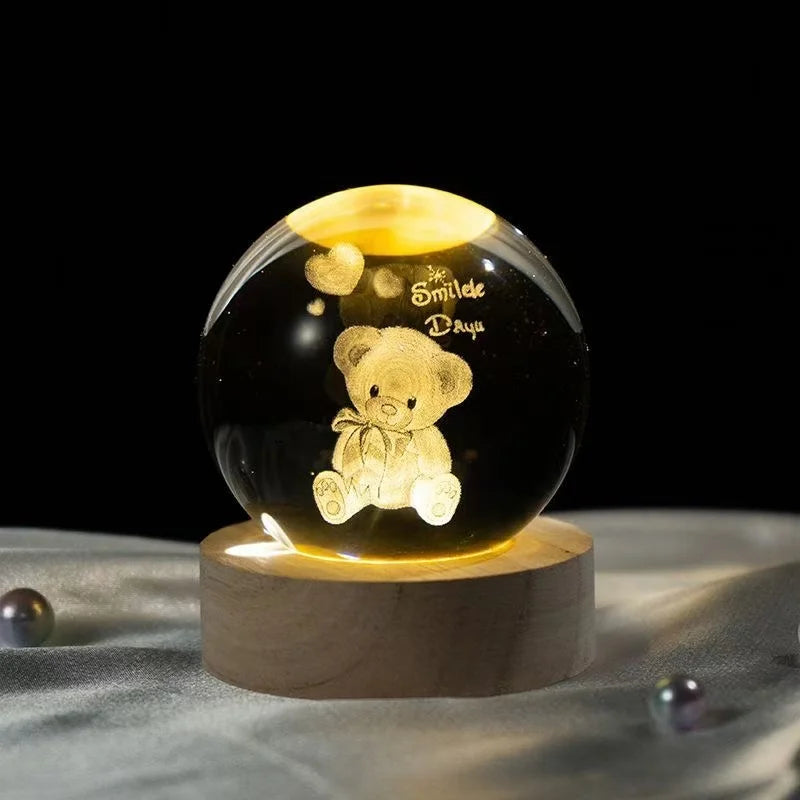 6CM 3D Crystal Ball Lamp With Galaxy And Planetary Projection USB Night Light For Bedroom Decor Plasma Ball Gift