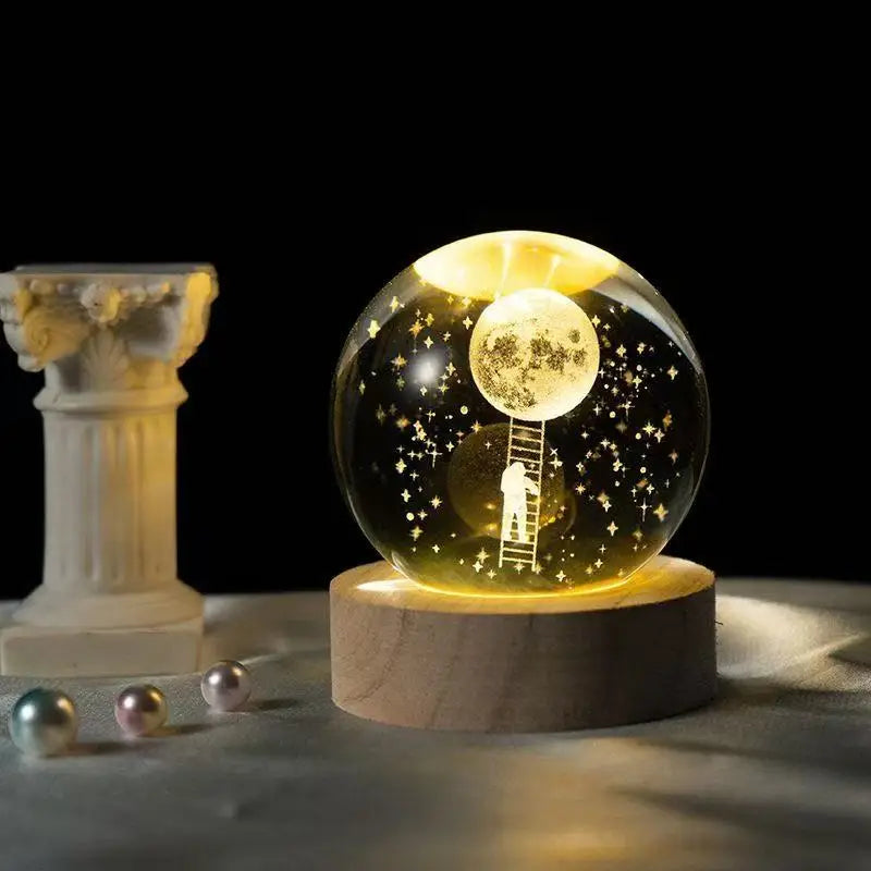 6CM 3D Crystal Ball Lamp With Galaxy And Planetary Projection USB Night Light For Bedroom Decor Plasma Ball Gift