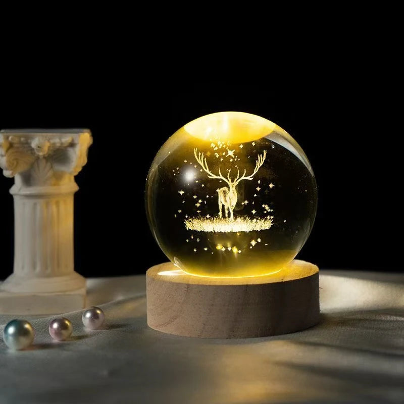 6CM 3D Crystal Ball Lamp With Galaxy And Planetary Projection USB Night Light For Bedroom Decor Plasma Ball Gift