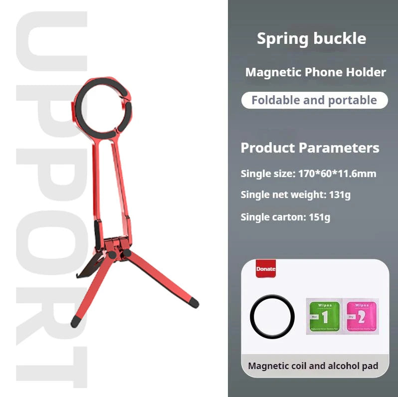 Minisopuru Magnetic Phone Tripod Stand Mini Portable Cell Phone Holde Aluminium Dual-sided Magnetic Smartphone Mount for iPhone