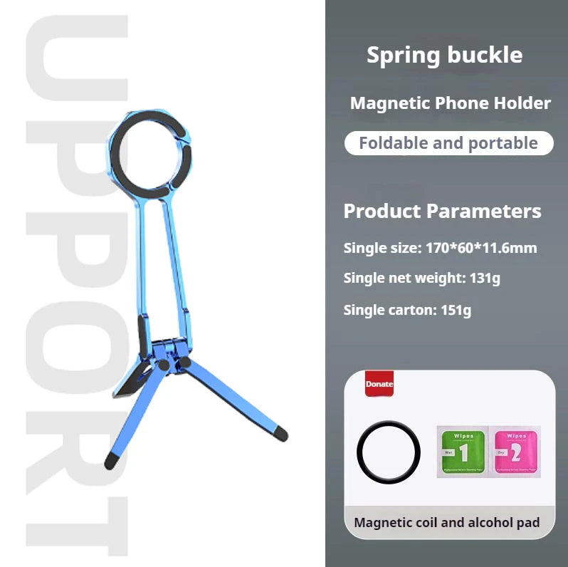 Minisopuru Magnetic Phone Tripod Stand Mini Portable Cell Phone Holde Aluminium Dual-sided Magnetic Smartphone Mount for iPhone