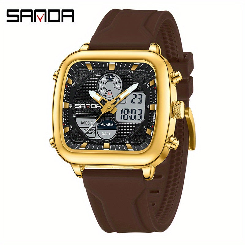 SANDA Luxury Business Alarm Clock Multi functional Calendar Men's Electronic Watch