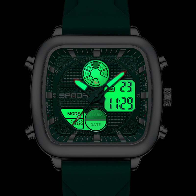 SANDA Luxury Business Alarm Clock Multi functional Calendar Men's Electronic Watch