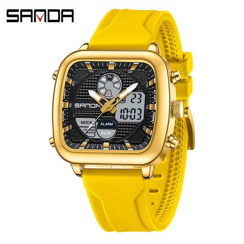 SANDA Luxury Business Alarm Clock Multi functional Calendar Men's Electronic Watch