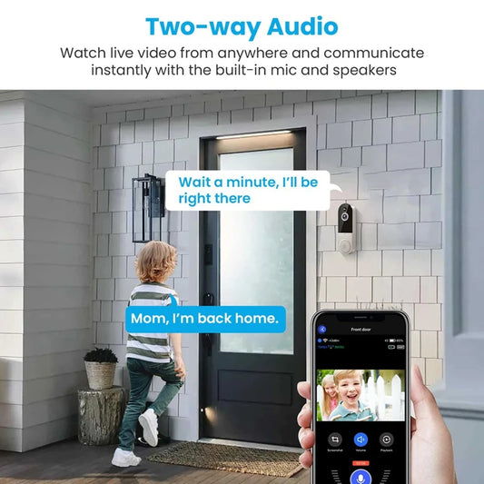 A81M New 1080P Wireless Video Doorbell Camera With Chime,AI Human Detection,2-Way Talk,Live View,Cloud Storage US Plug