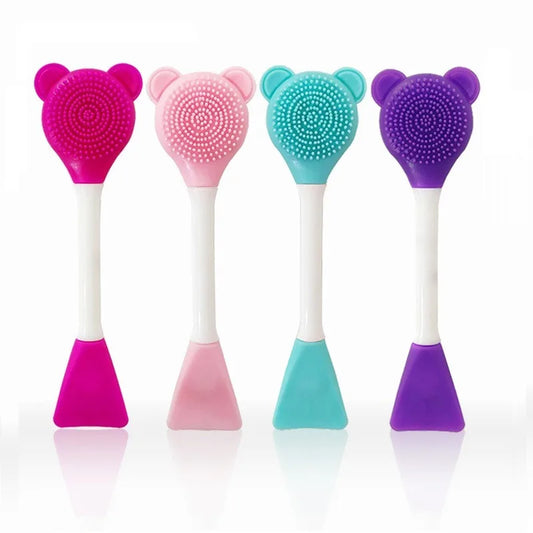 5PCS Fragrance-Free, Alcohol-Free Dual-Head Silicone Facial Cleansing Brush - Exfoliator & Pore Cleaner for All Skin Types