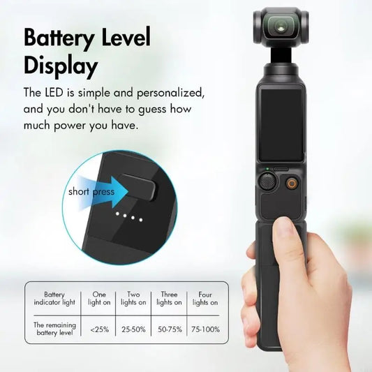 Battery Handle for Pocket 3, with 2800mAh Battery Fast Charging, Battery Grip Supports External Tripod
