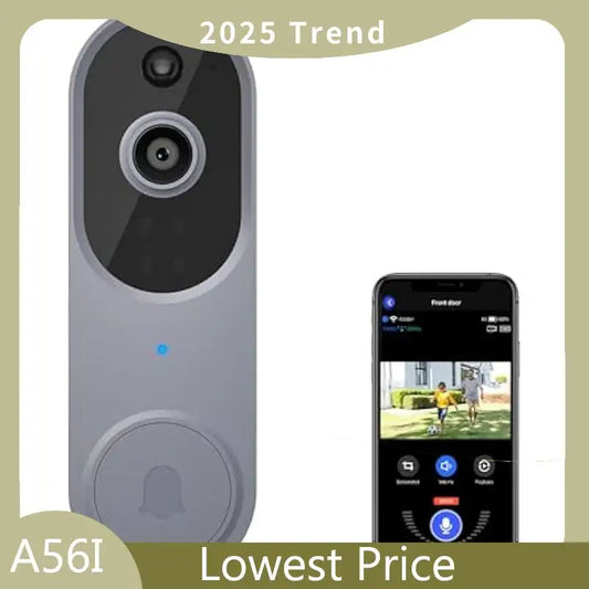 A56I Top 1080P Smart Wireless Video Doorbell Camera, Home Security With Intelligent Human Detection,Real-Time Alert, 2.4Ghz Wi-F